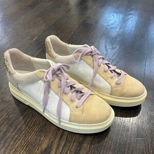 Veronica Beard Geri Sneakers Women's 8 Colorblock Leather Suede Glitter